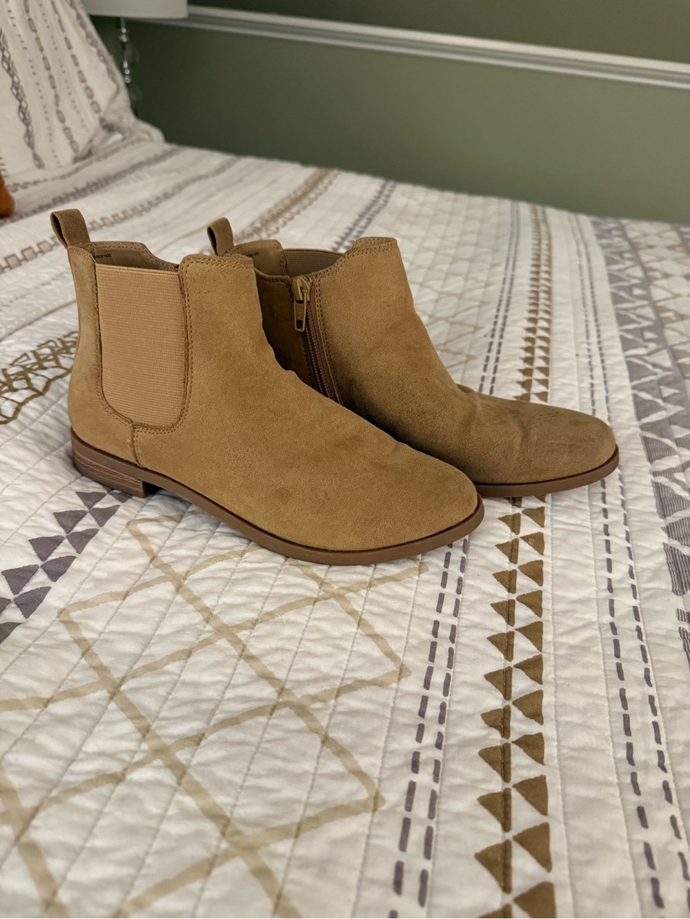 Time and Tru Suede Chelsea Booties - Tan